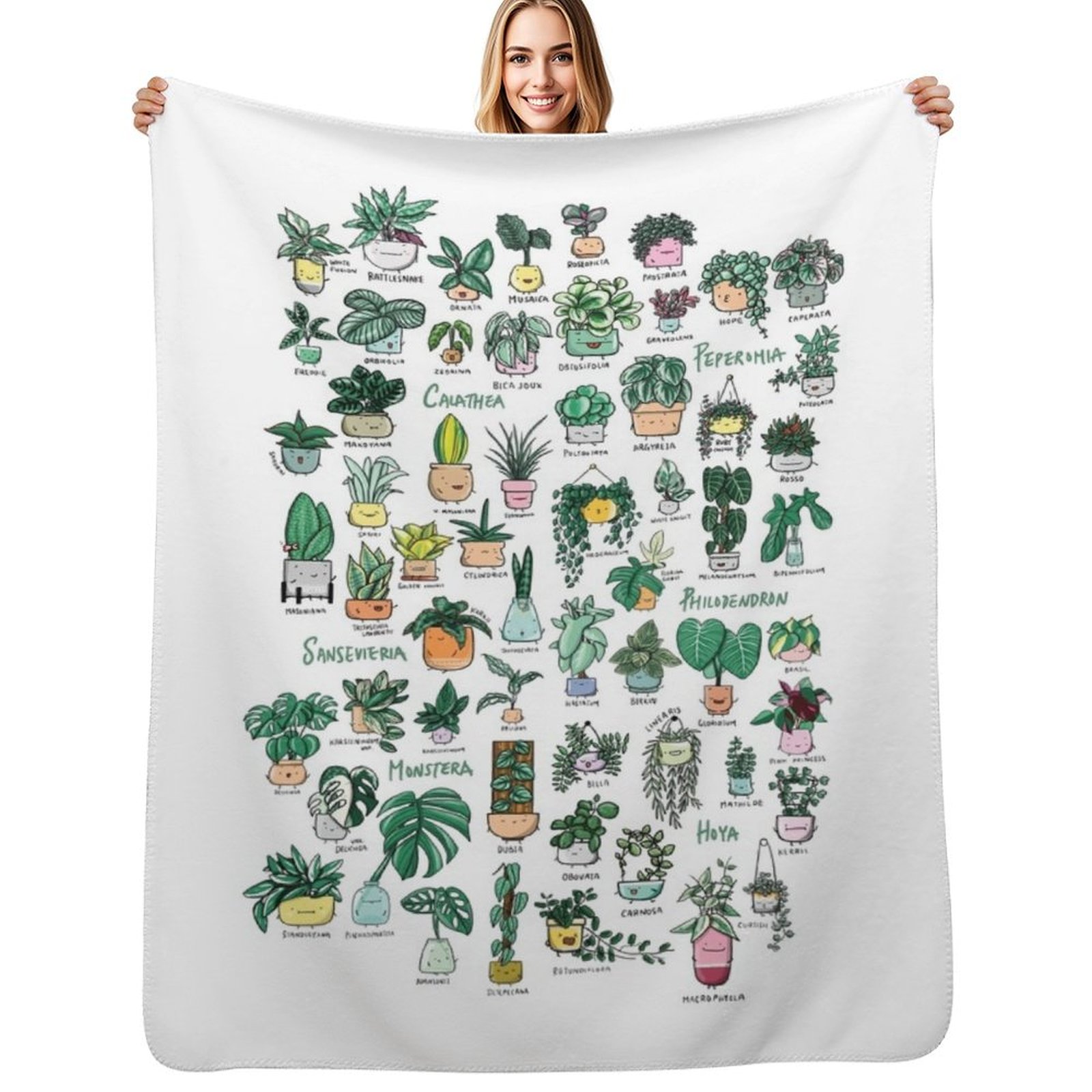 Fleece Sleep Bag - Koc z motywem rodzin roślinnych, dekoracyjny,