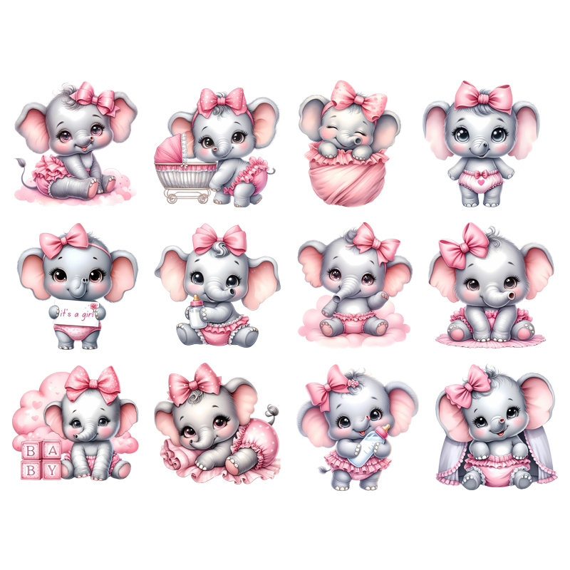 Baby Clothing Elephant - Sylwetka włosów Kwiat Kobiety Naszywki Na