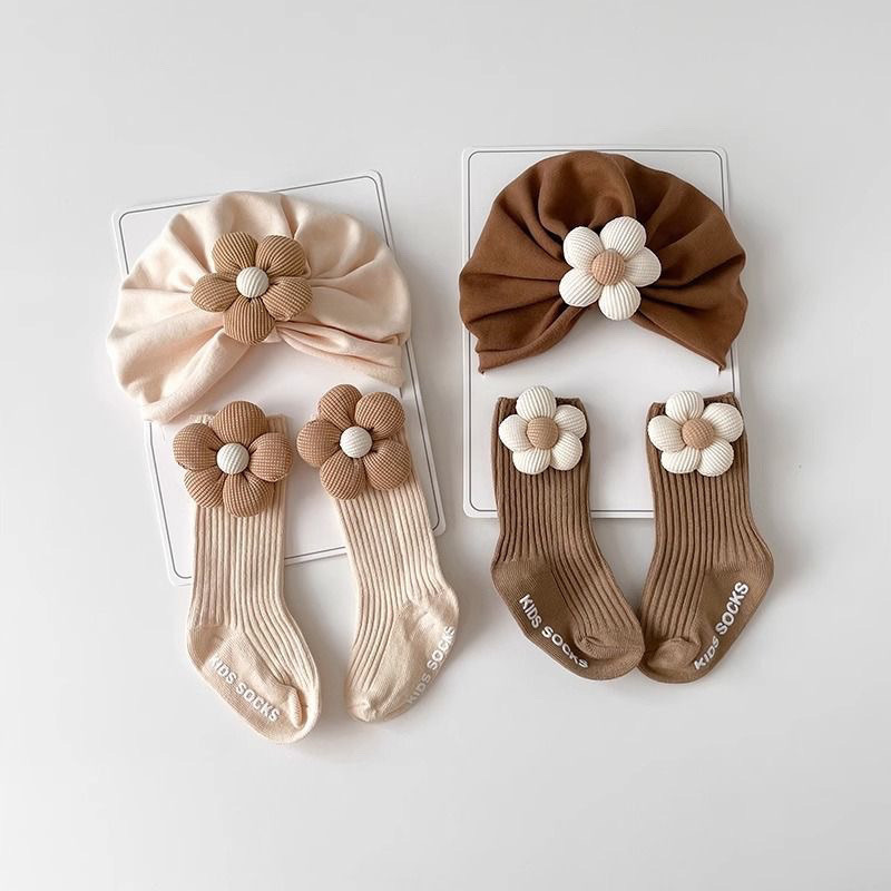 Toddler Sock Set - 2 szt./zestaw Urocze kwiatowe turbaniki dla