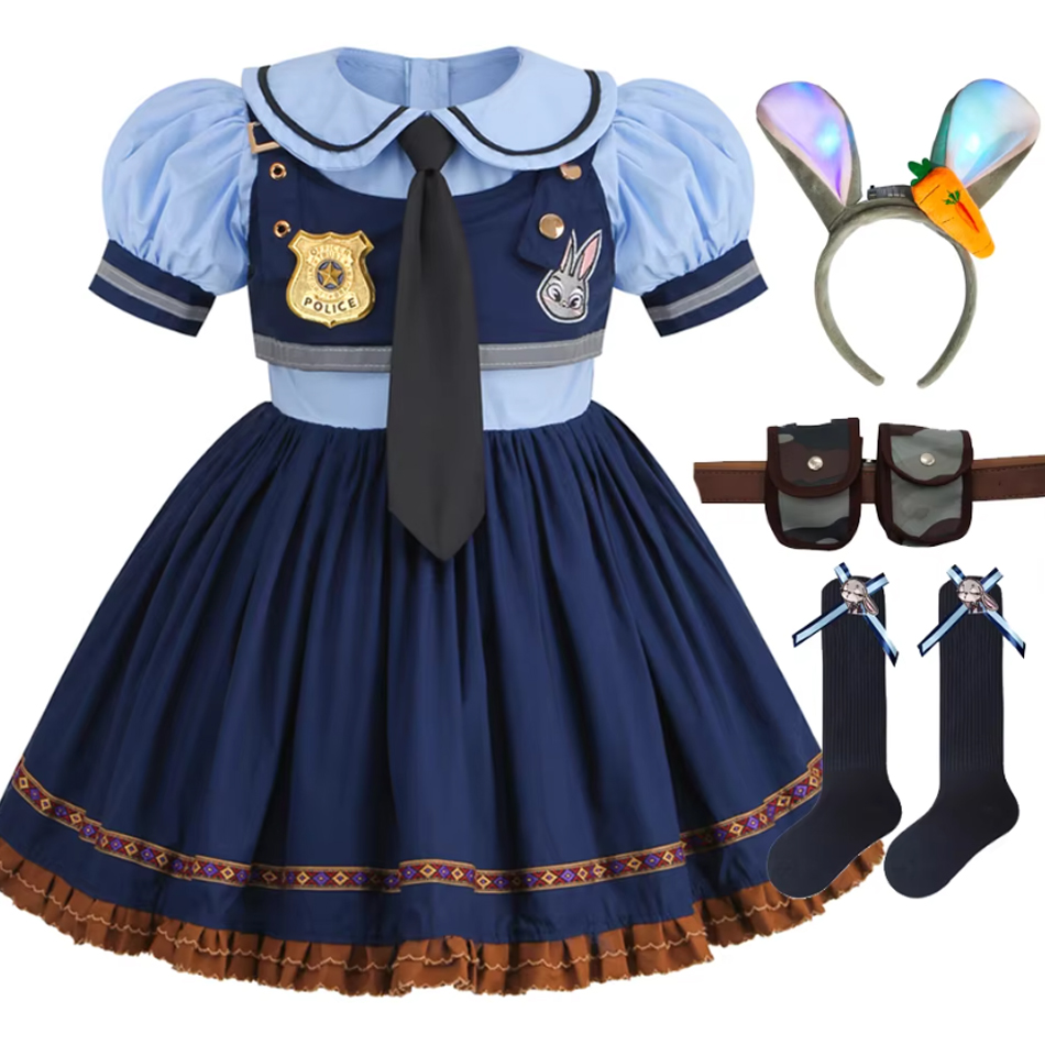 Toddler Sock Set - Strój Judy Cosplay dla Dzieci, Sukienka