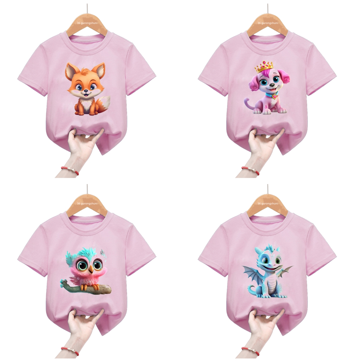 Baby Clothing Elephant - Różowe topy Kawaii mały słoń smok