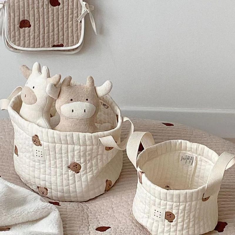 Baby Clothing Basket - Słodki miś haftowany worek na pieluchy