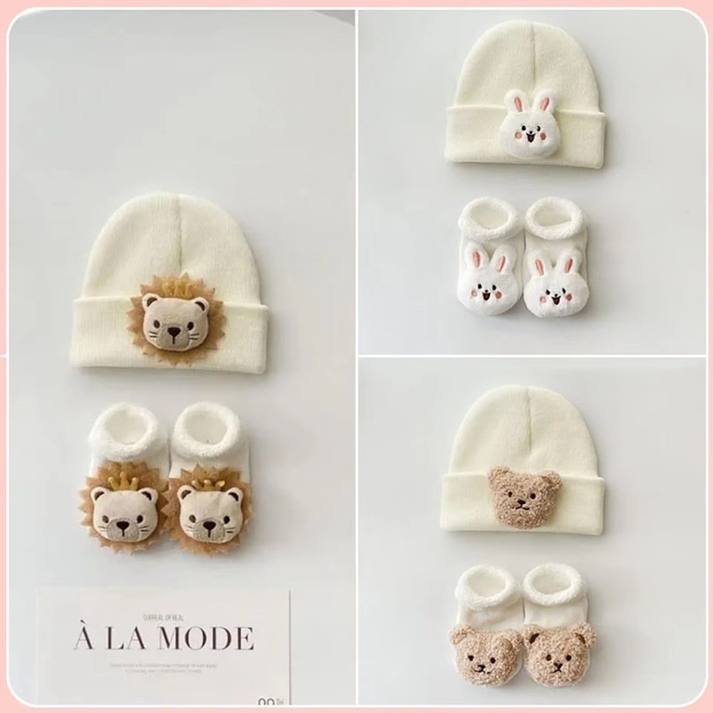 Toddler Sock Set - 2 szt./zestaw Nowe czapki i skarpetki